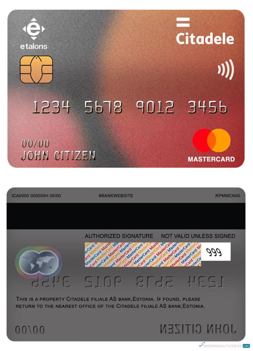 Download Estonia Citadele Filiale AS bank mastercard Photoshop template